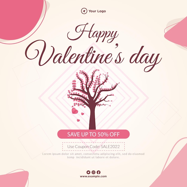 Happy Valentines day beautiful banner design template
