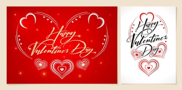 해피 발렌타인 데이 카드, 심장 모양의 그림 또는 사랑의 상징, 인사말 카드
