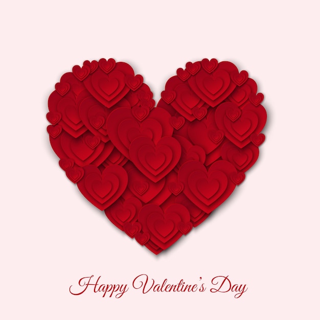 Happy valentines day card met grote rode papieren hart
