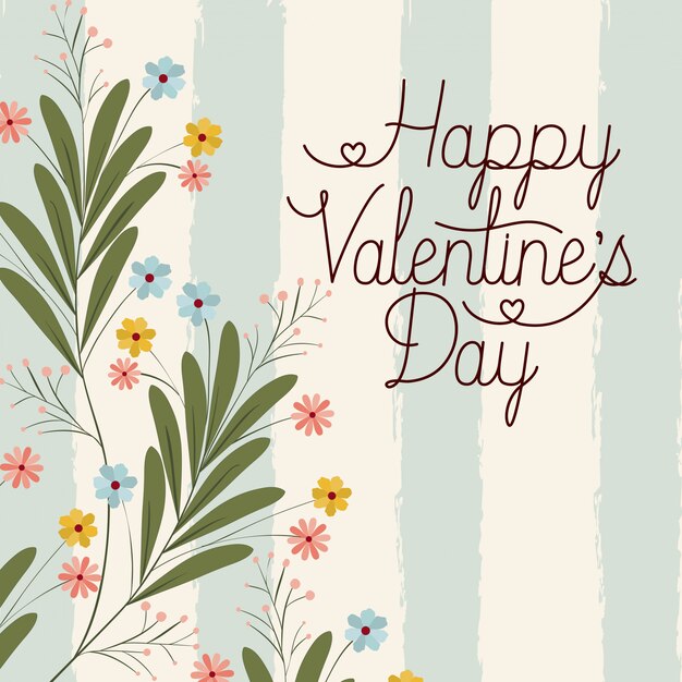 Happy valentines day card with floral frame