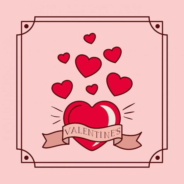 Felice giorno di san valentino carta con il cuore