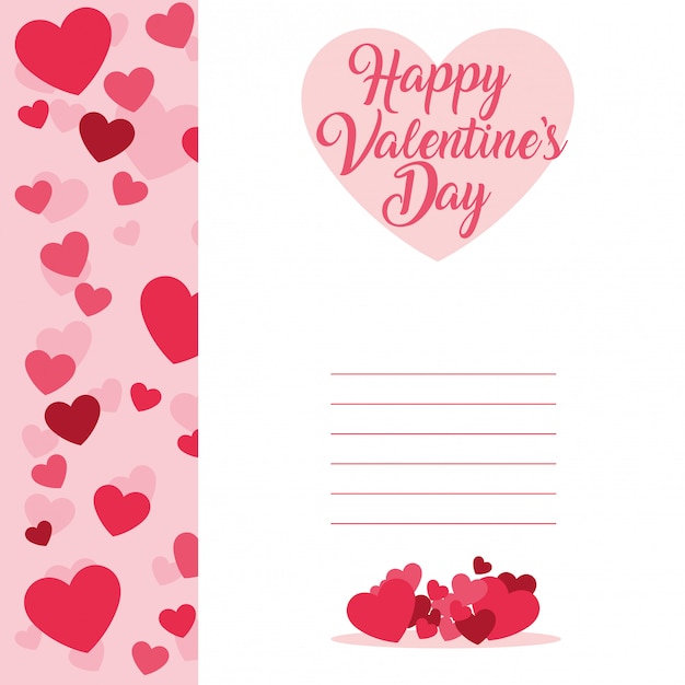 Happy valentines day card with hearts