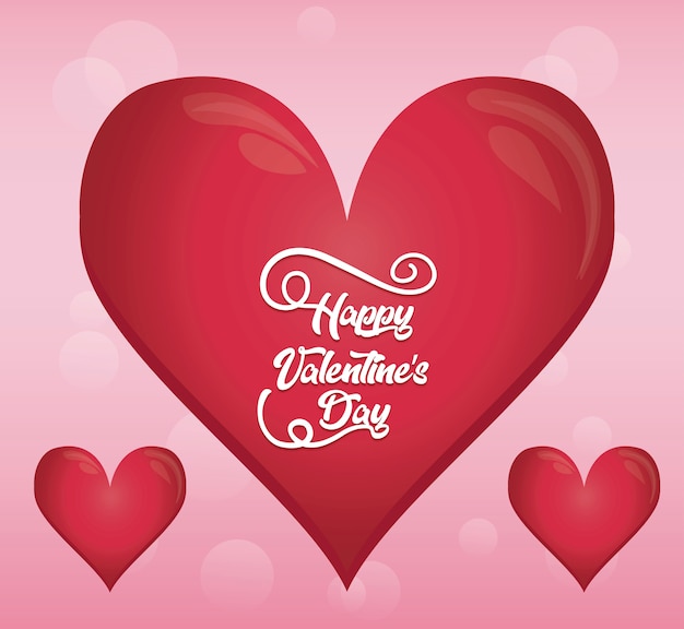 Happy valentines day card with hearts