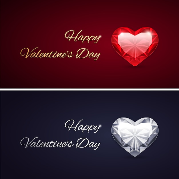 Happy valentines day cards with gems