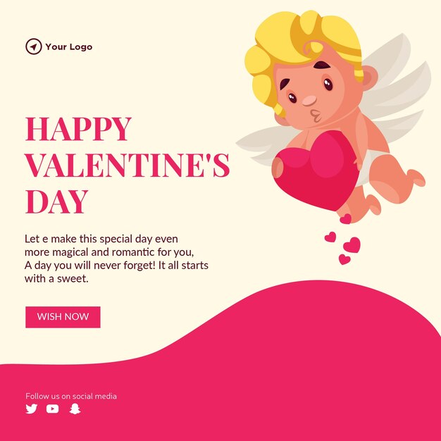 Happy valentines day celebration banner design template