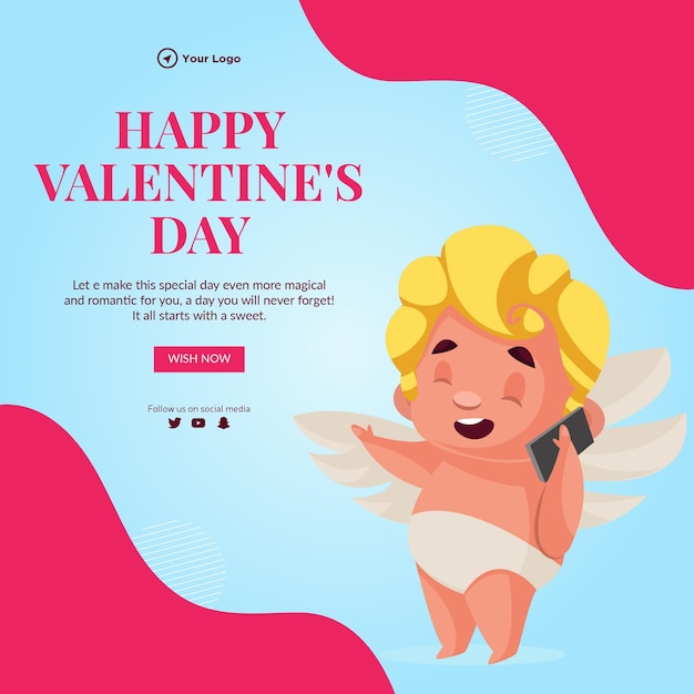 Happy valentines day celebration banner design template