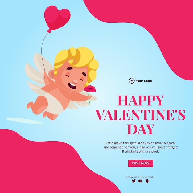 Happy valentines day celebration banner design template