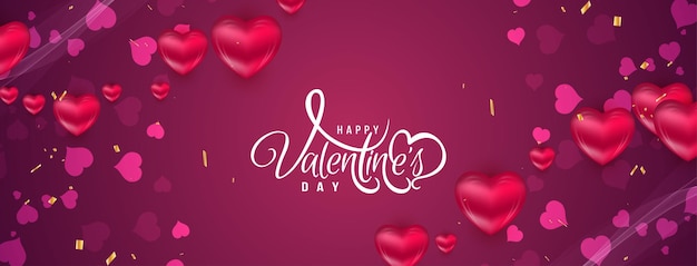 Happy valentines day celebration greeting banner design vector