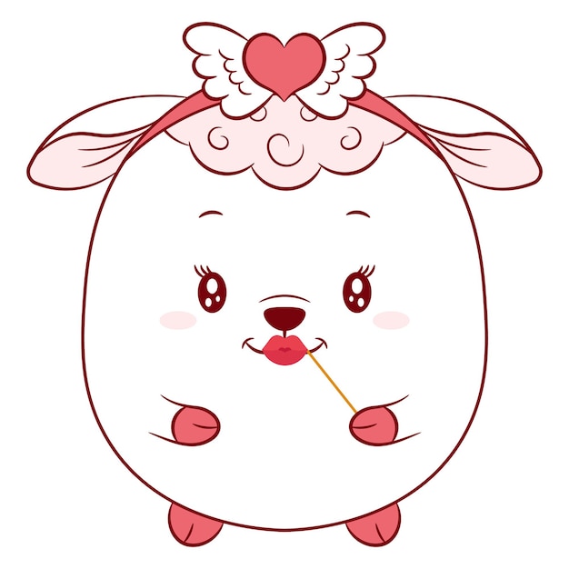 happy valentines day cute sheep drawing