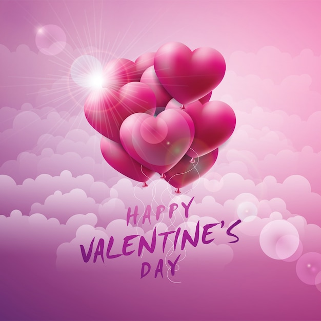 Happy valentines day design met rode ballon hart