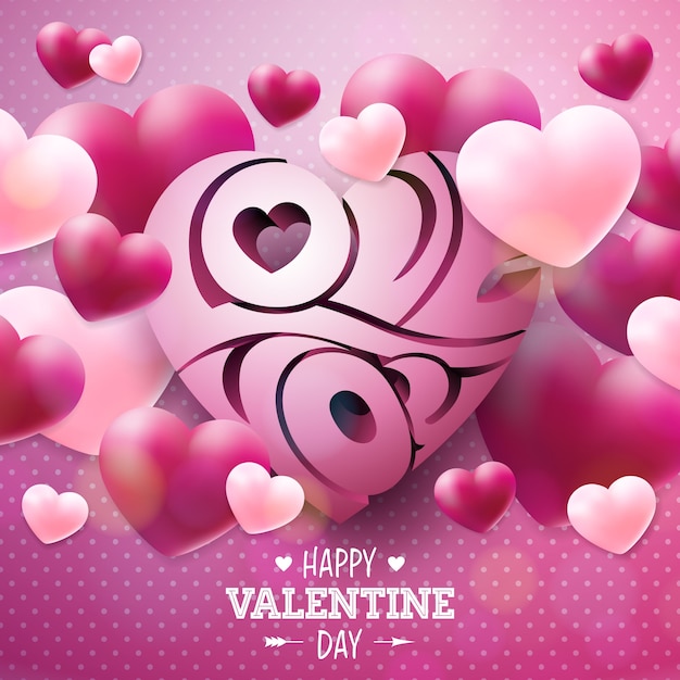 Happy Valentines Day Design met rood en wit hart