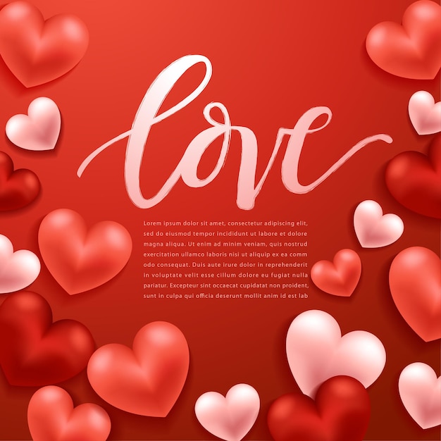 Vector happy valentines day elements, realistic valentine hearts on background