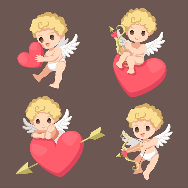 Happy Valentines Day February 14th is the day of love festival known all over the world There is a cupid as a symbol of the festival Cupid angel for valentines day design for print and website