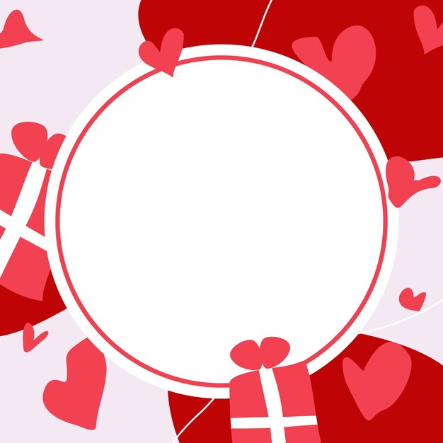 Vettore carte di auguri per il giorno di san valentino sfondo vettoriale area di spazio di copia gratuita con cuore e scatola regalo