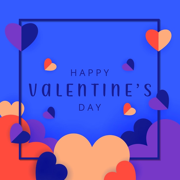 Happy valentines day greeting card with colorful hearts