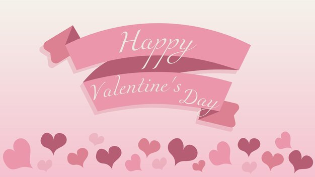 Happy valentines day Greeting card with hearts Pink background Valentine's Day Romantic illustration