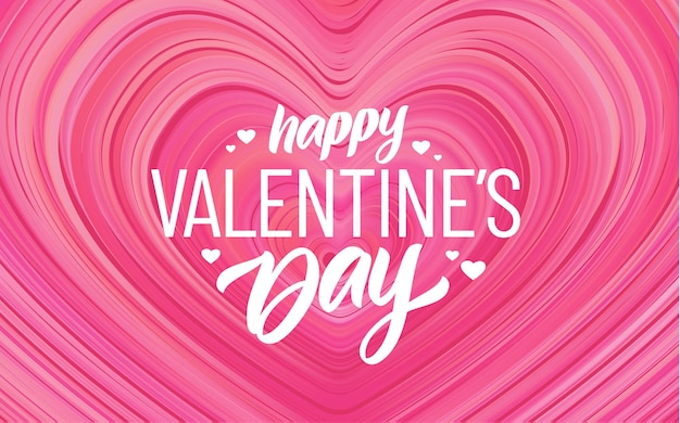 Happy Valentines Day. Greeting card with Modern pink flow heart.