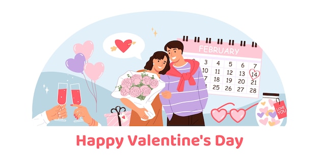 Happy valentines day greeting composition