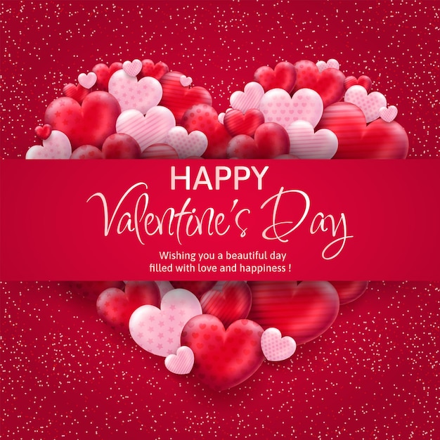 Happy Valentines Day greeting template, love backgrounds for banner, poster, feed