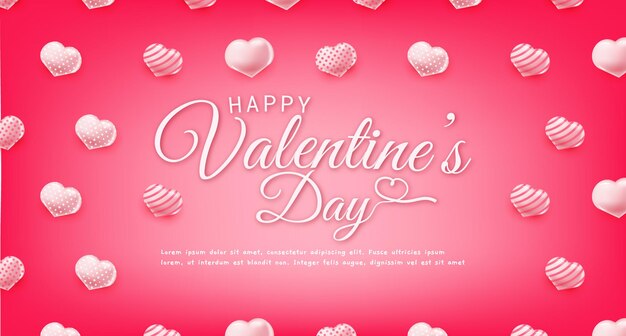 Happy valentines day greeting text banner with hearts 