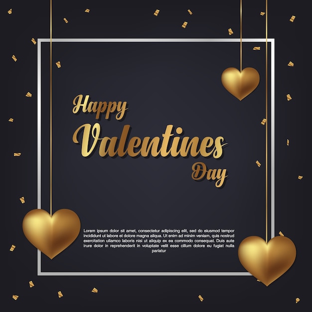 Happy valentines day greetings card design with 3d realistic