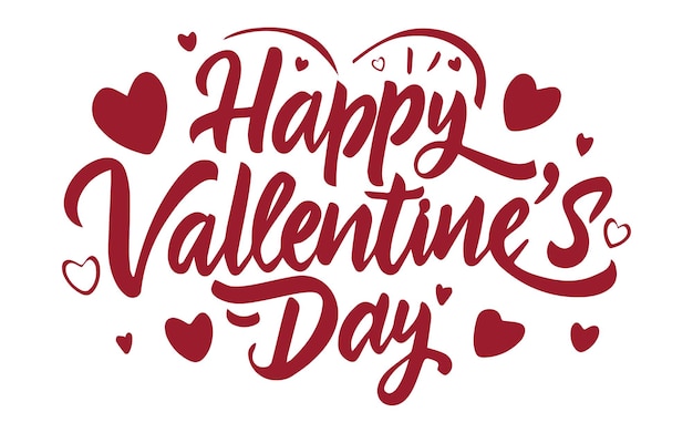 Happy Valentines Day hand drawn lettering design vector illustration