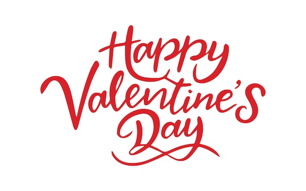 Happy Valentines Day hand drawn lettering red color