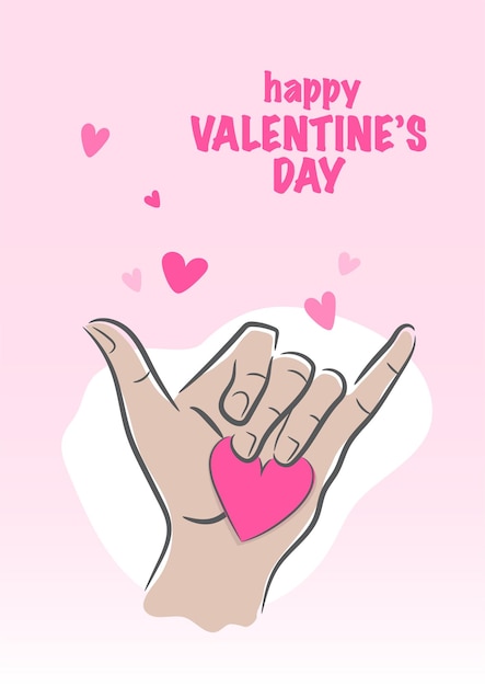 Happy Valentines Day Hands Gesture Stock Illustration