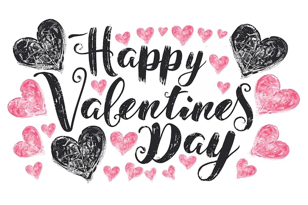 Happy valentines day Handwritten Calligraphy Illustration