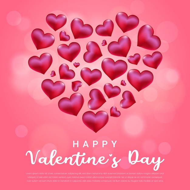 Happy valentines day hearts vector greeting card with heart shape elements