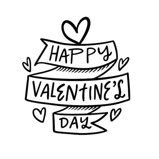 Happy Valentines day holiday lettering phrase Black color calligraphy text font