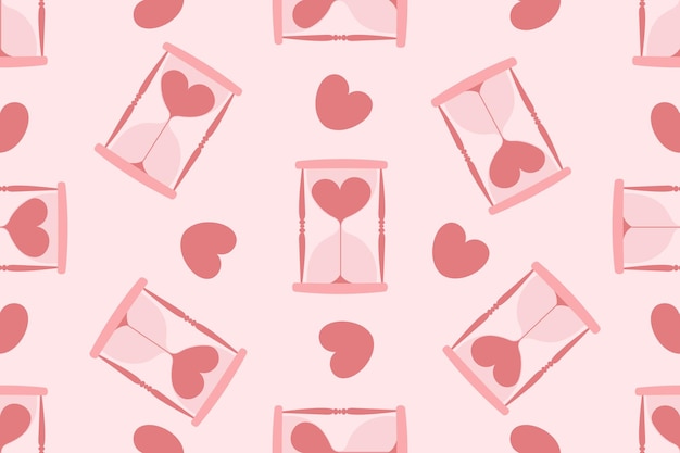 Vector happy valentines day hourglass and heart pattern