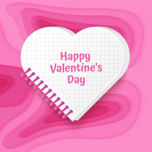 Happy Valentines Day-kaart met achtergrond met diep roze kleur papier gesneden ontwerp