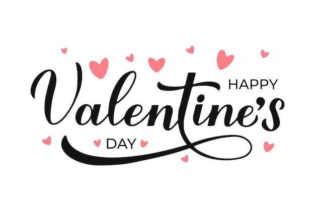 Happy Valentines Day kalligrafie belettering geïsoleerd op wit Handgeschreven Valentijnskaart Eenvoudig te bewerken vector sjabloon voor poster briefkaart logo ontwerp flyer banner sticker t shirt etc