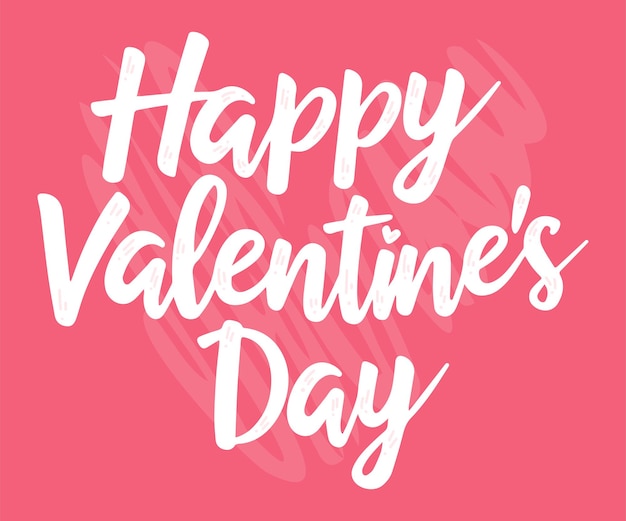 happy valentines day lettering calligraphy with hearts shape romantic template design for celebrate