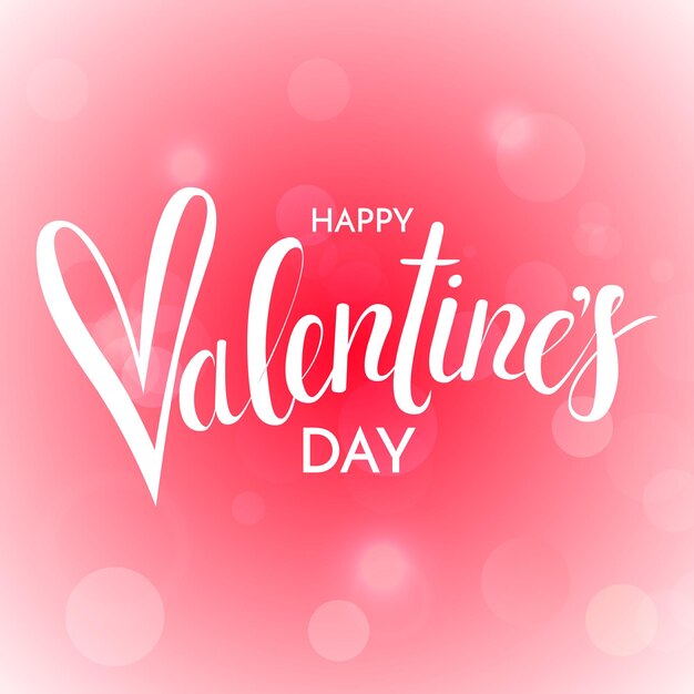 Vector happy valentines day lettering greeting card on pink background