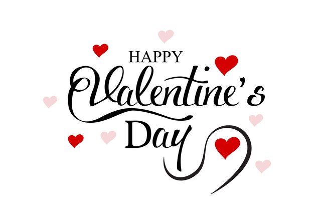 Happy valentines day lettering with hearts vector background design