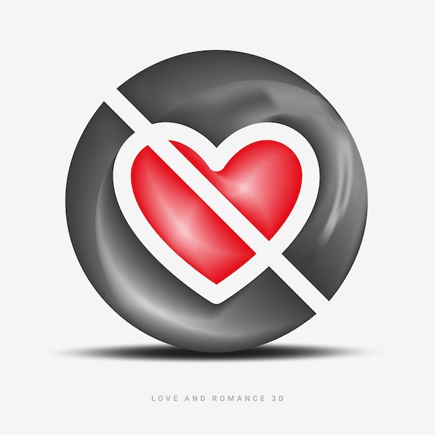 Vector happy valentines day or love heart 3d for 14th february