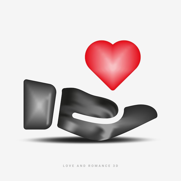 Vector happy valentines day or love heart 3d for 14th february