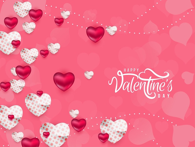 Happy Valentines day lovely hearts background design vector