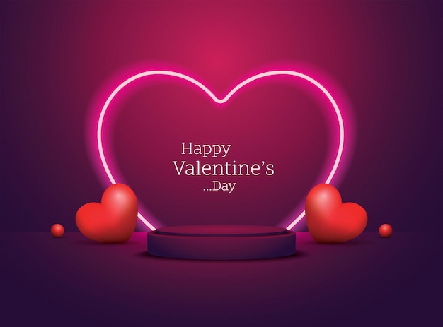 Happy Valentines Day neon background