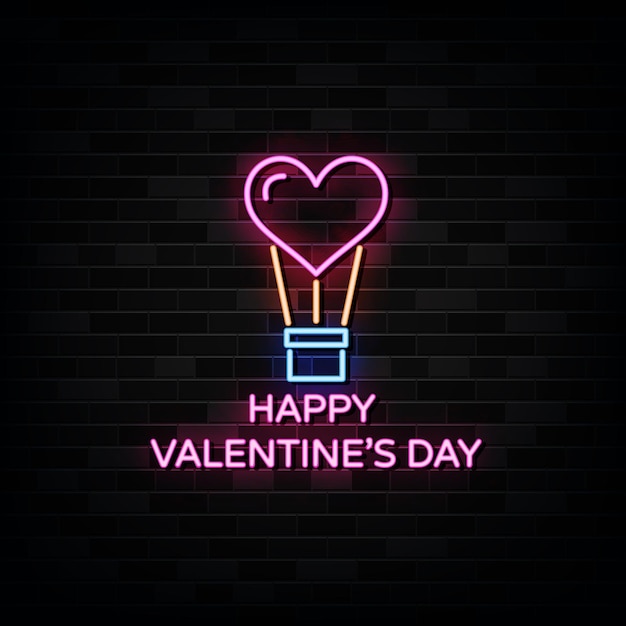 Insegne al neon felici di san valentino.