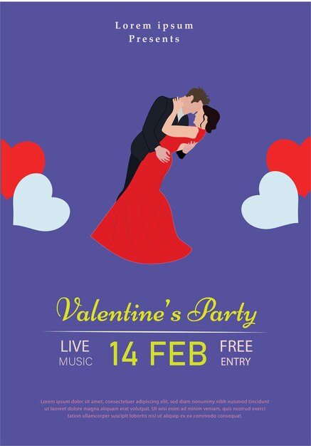 Happy valentines day party celebration poster template