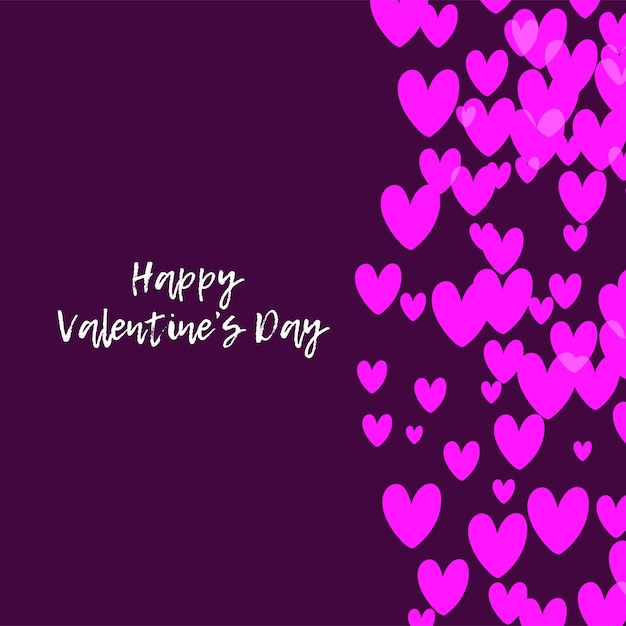 Happy Valentines Day poster with flying pink hearts big and small sizes and with quote Vector