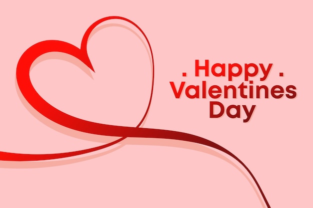 Happy Valentines Day Romantic background red heart ribbon