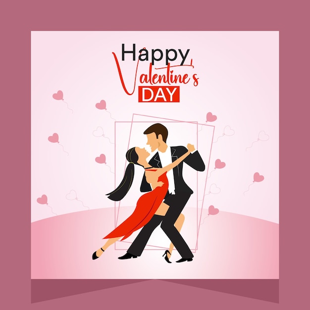 Happy Valentines Day Romantic Couple Party Dance Social Media Post