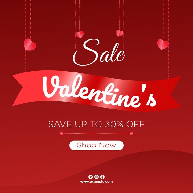 Happy valentines day sale banner design template