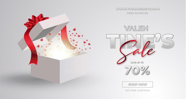 Happy valentines day sale met realistisch open cadeau