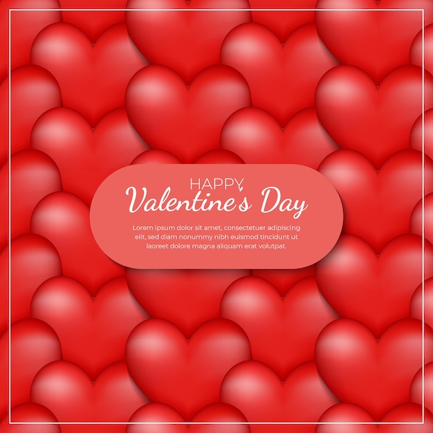 Happy valentines day seamless pattern with red hearts premium vector
