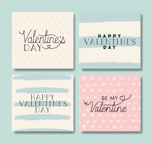 Happy valentines day set cards